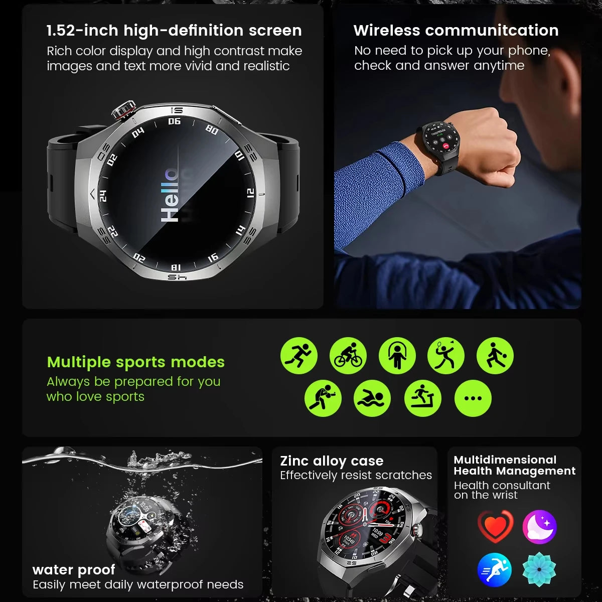 Original New S5 Smartwatch Men 360*360 HD AMOLED Screen GPS Motion Track Heart Rate Bluetooth Call IP68 Waterproof Smartwatch