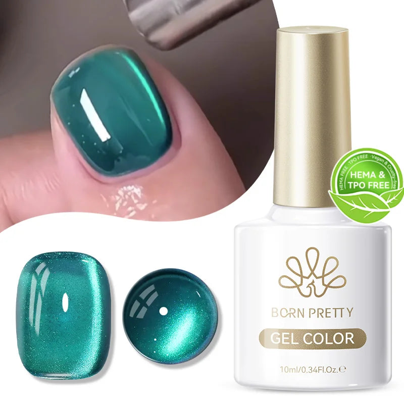 BORN PRETTY 10ml HEMA TPO FREE Mint Chocolate Cat Magnetic Gel Nail Polish Sumer Colored Ultra Shine Soak Off UV Gel Nail Art