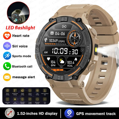 For Huawei Xiaomi Sport Smart Watch Men 360*360 HD Screen Flashlight Health Monitoring Waterproof Heart Rate BT Call Smartwatch