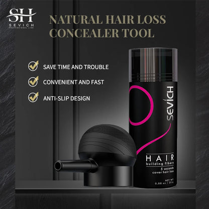 10 Colors Sevich Hair Fibers Keratin Fibers Applicator Hair Building Fibers Spray Hair Loss Instant Regrowth Thickening Powders