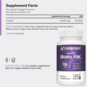 Biotin 10,000mcg - with Coconut Oil Vitamin, for Hair Growth, Care Hair, Skin and Nails