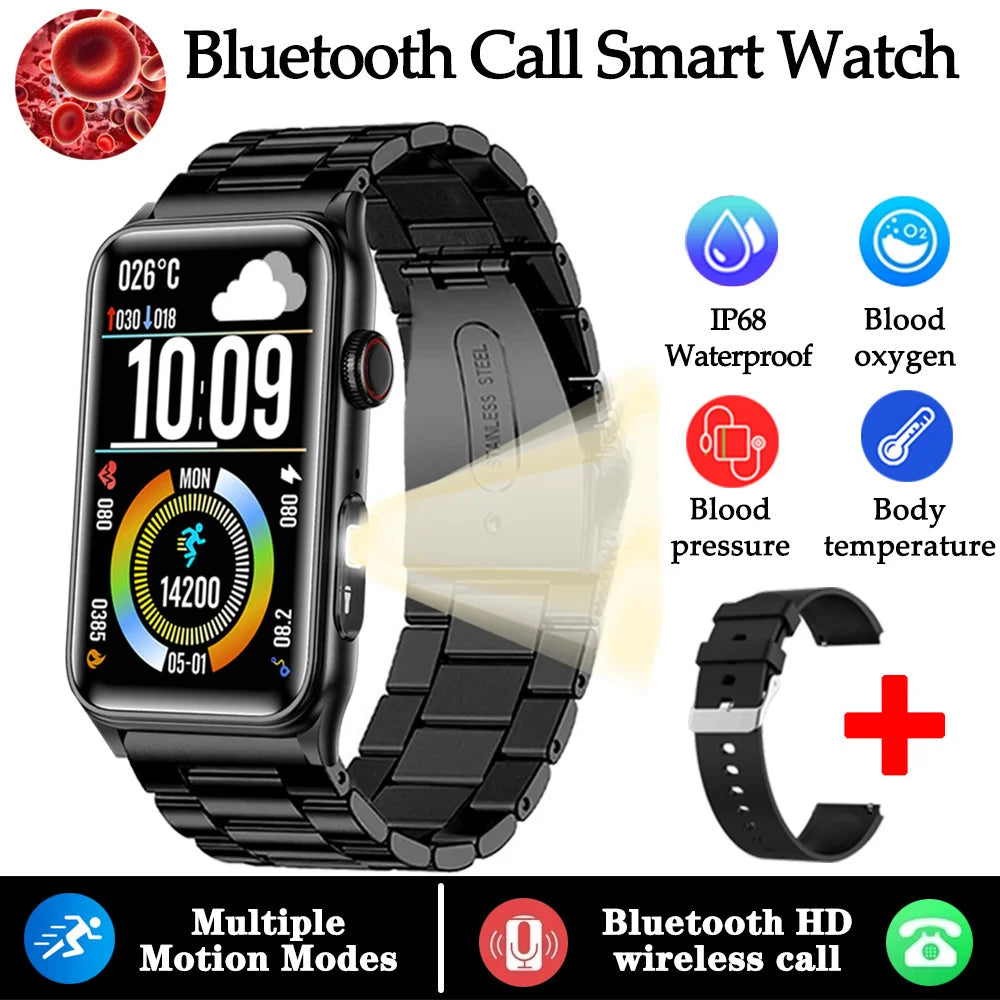 2025 New Smart Watch Men ECG+PPG Blood Pressure Blood Oxygen Health Monitor Sport Fitness AI Vocie BT Call Flashlight Smartwatch