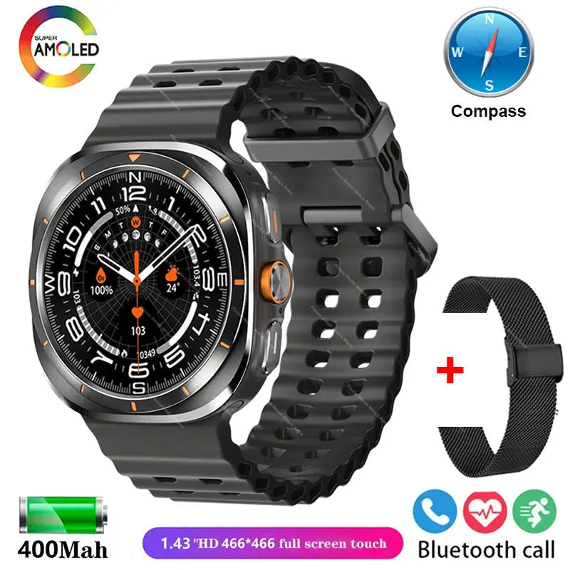 2025 New Watch Ultra Official Original Smartwatch 47mm AMOLED ChatGPT GPS NFC Compass Clock Bluetooth Call Smart Watch Men Women