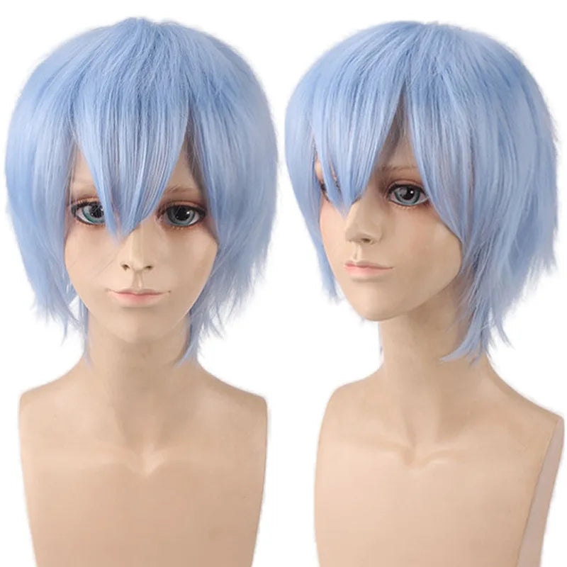 New Concubine Synthetic Bob Men's Short Straight Hair Cover Fake Cosplay Wig Ombre Green Black Blue Blonde Hairpiece