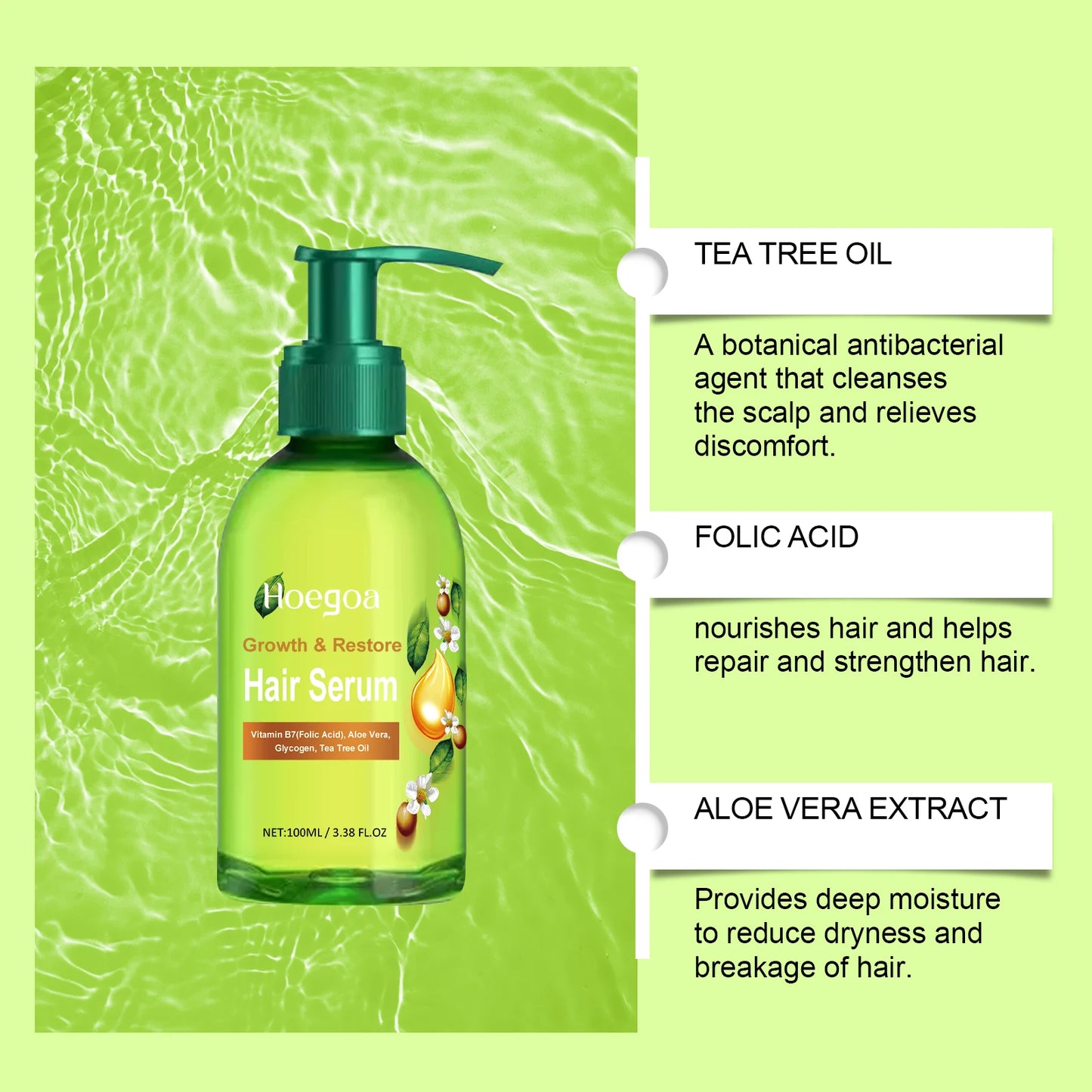 Hair care tea tree essential oil nourishes hair and repairs dry and bifurcated hair ends. Disposable pure tea essential oil