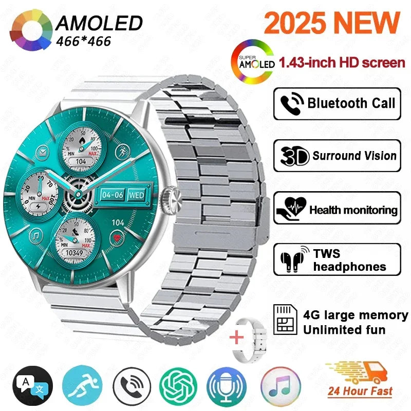 New 3D Surround Vision Smart Watch Built-in App 4GB large Memory Built-in photo album TWS Headphone IP68 Waterproof Smart Watch