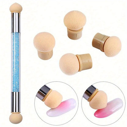 Double-ended Gradient Shading Pen Dotting Brush Sponge Head Rhinestone Handle Nail Art Brush Nail Art Painting Manicure Tools
