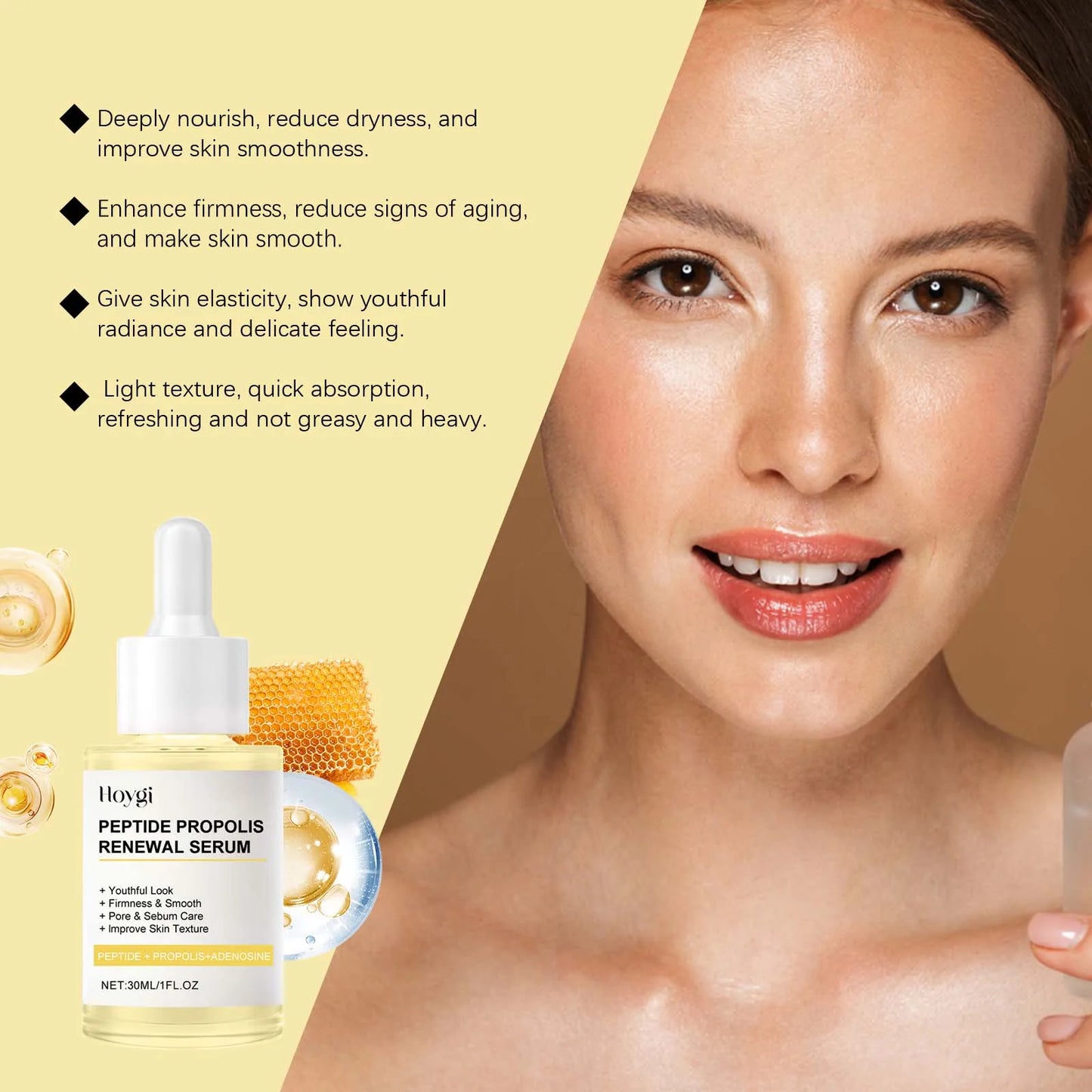 Peptide Propolis Face Serum Reduce Dryness Firming Lifting Anti Redness Renewal Smoothing Nourishing Repair Damaged Skin Essence