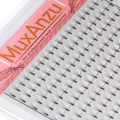 MuxAnzu Eyelash Extension Premade Lash Fans Short Stem Ultra Dark Black 3D/4D/5D/6D Makeup Wide Russian Volume cils