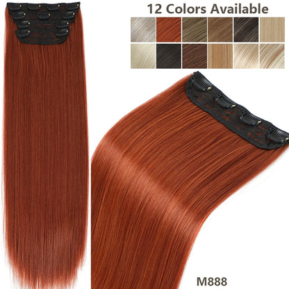24 Inches 200grams Blond 27/613 Clips In Straight Hair Extensions 4Pcs/lot Heat Resistant Soft Natural Bio Human-Like Colored