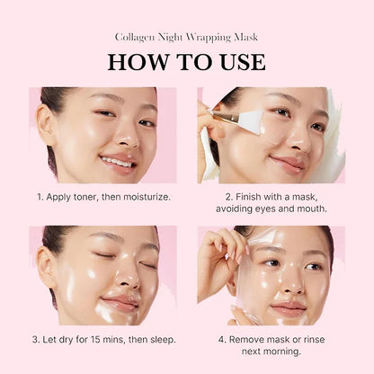 Korean Collagen Wrapping Peel Off Facial Mask Elasticity Hydration Reduces Sagging Dullness Hydrolyzed Collagen Skin Care