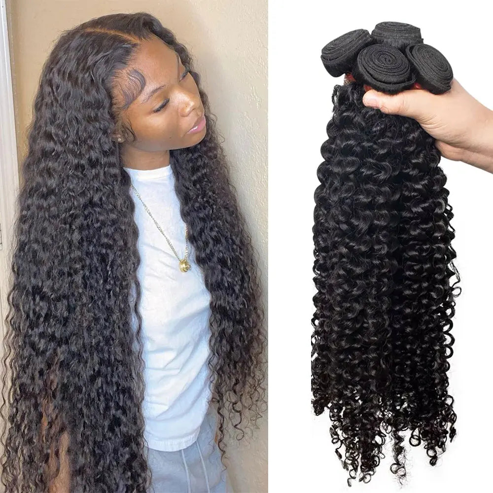 Deep Wave Human Hair Bundles Burmese Curly Hair Bundles 100% Human Hair Water Wave Original Natural Hair Extensions 1/3/4 Pieces