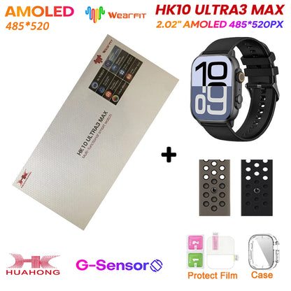 HK10 Ultra 3 MAX Plus 2025 Smart Watch 49mm AMOLED 4GB ROM AI ROBOT Network Sharing NFC GPT Compass GPS Watch for ISO Android