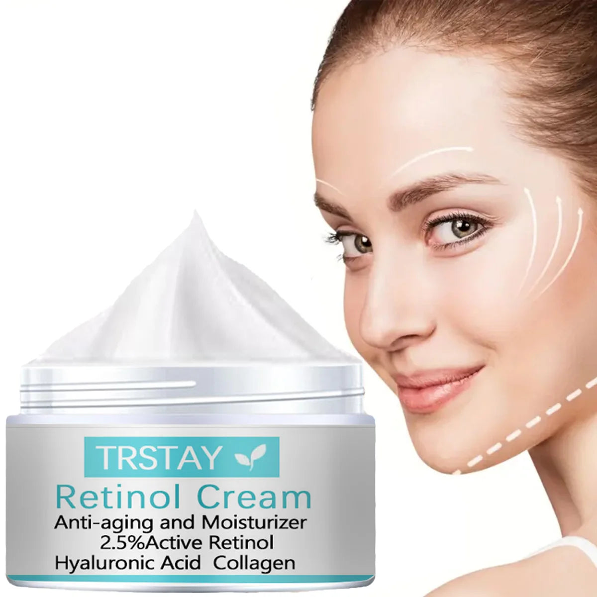 Retinol hyaluronic acid collagen face cream can reduce fine lines, tighten skin, and improve damaged skin