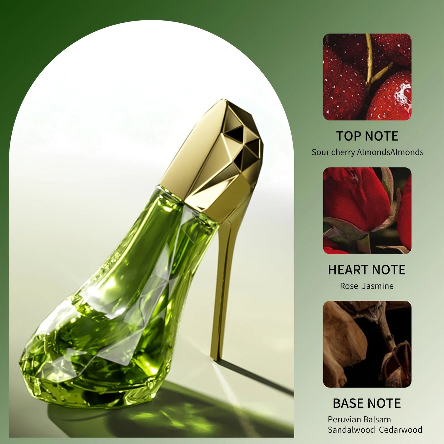 High heels women's perfume 3 pieces three-color high heels release women's charm romantic grass flower perfume, gift perfume for