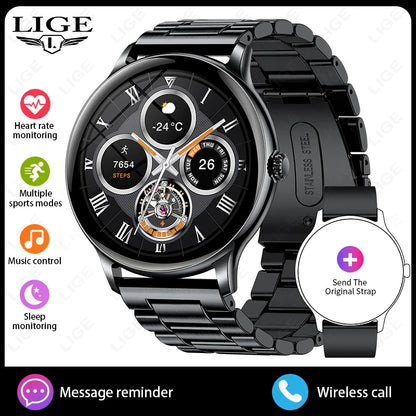 LIGE 2025 Bluetooth Call Full Touch HD Thin Screen Smart Watch Women IP68 Waterproof Watch Sport Fitness Tracker Smartwatch Men