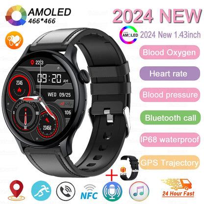 2024 New NFC Smart Watch Women 1.43 Inch AMOLED 466*466 HD Screen Always Display Sport Watch Women Bluetooth Call GPS Smartwatch