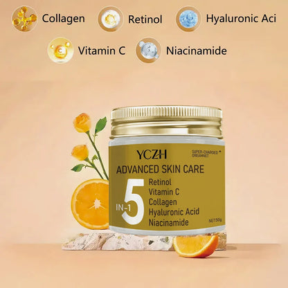 5 in 1 Instant Lifting Advanced Cream, Containing Retinol, Vitamin C, Collagen, Hyaluronic Acid, and Niacinamide, Tightens the Skin, Suitable for All Skin Types, Unisex, Elegant Packaging Design, Advanced Formula