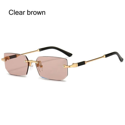 Y2K Shades Eyewear Rimless Rectangle Sunglasses for Women & Men Frameless Sun Glasses UV400 Protection Fashion Accessory