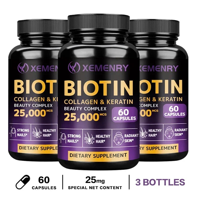 Biotin + Collagen + Keratin Supplement - Helps Enhance Healthy Hair, Skin, Nails | Non-GMO
