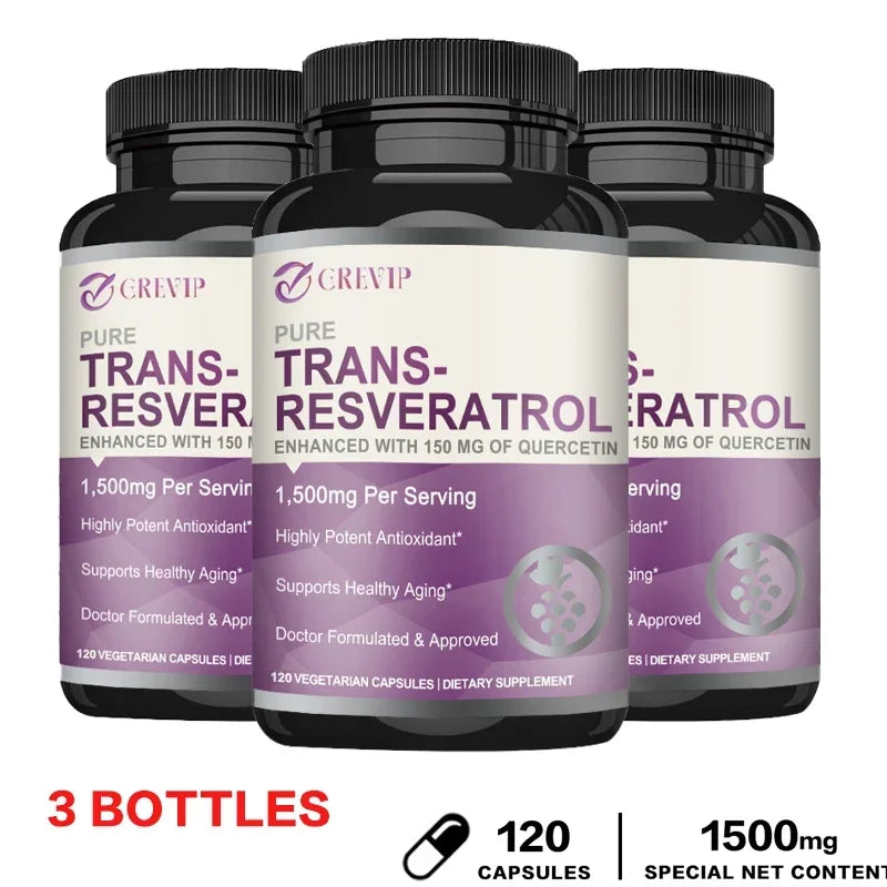Trans-Resveratrol - Supports Brain Function, Promotes Joint and Heart Health, and Fights Aging