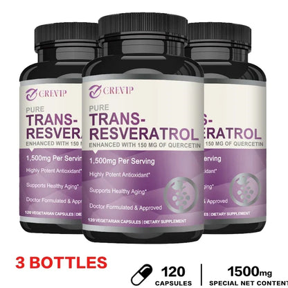 Trans-Resveratrol - Supports Brain Function, Promotes Joint and Heart Health, and Fights Aging