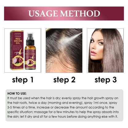 Red Onion Hair Growth Essential Oil Hair Care Spray Prevent Hair Loss Nourish Hair Roots Improve Hair Texture Hair Care Products