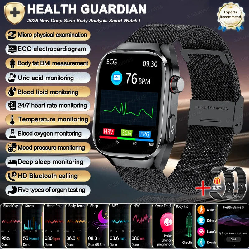 2025 New For Xiaomi Iatrology Grade Organ monitor Smart Watch Men ECG+PPG Uric Acid BP Blood Fat BT Call Sports Health Watches