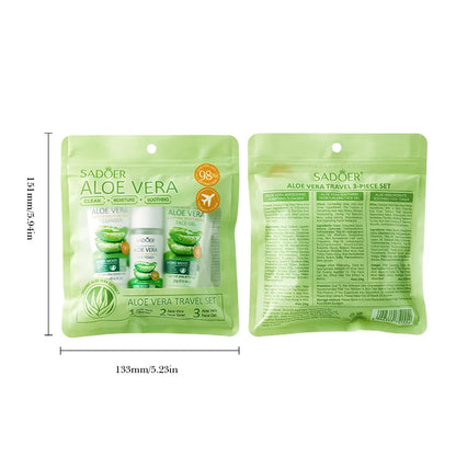 Aloe Vera Travel Kit-Soothing Cleanser, Hydrating Toner & Calming Gel - Portable Skincare Set