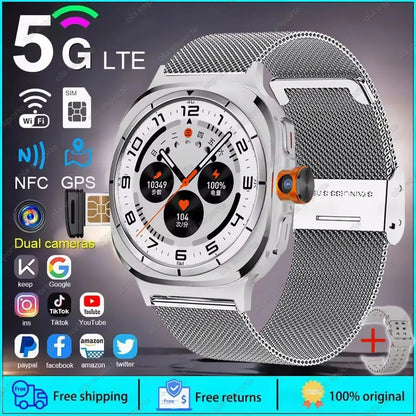 2025 New Smart Watch 8 Ultra GPS Compass NFC Function AMOLED HD Screen Bluetooth Call 5G SIM Card Sports Smartwatch Android IOS