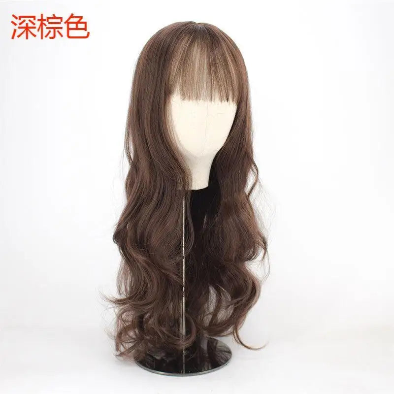 28in Long Black Straight Wig with Air Bangs for Women Heat Resistant Fashion Elegant Synthetic Wig for Cosplay and Daily Party