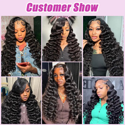 250 Density 30 40 Inch Loose Deep Wave Lace Frontal Wig 13x6 Hd Curly Human Hair Wigs 360 Water Wave Pre plucked Lace Front Wig