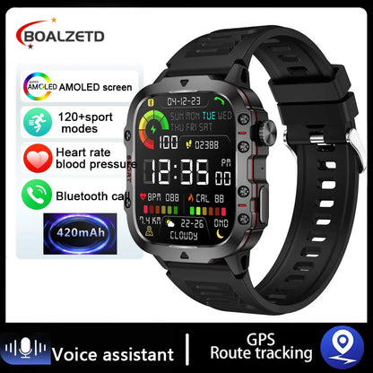 2025 New For Men Military Smart Watch Men IP68 5ATM Outdoor Sports Fitness Tracker Health Monitor 1.96" BT Call Smartwatch