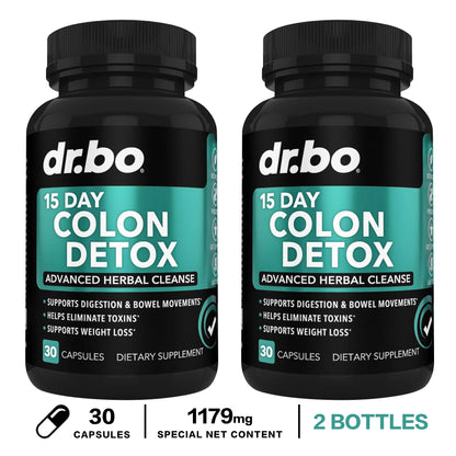15 Day Colon Detox Capsules - Constipation Relief, Laxative Supplement, Relieves Stomach Bloating and Intestinal Discomfort