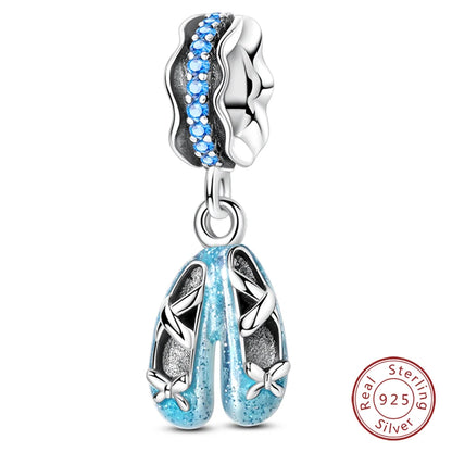 925 Sterling Silver Blue Purple Butterfly Perfume Bottle Starry Sky Hot Air Balloon Charms Beads Fit DIY S925 Bracelets Jewelry