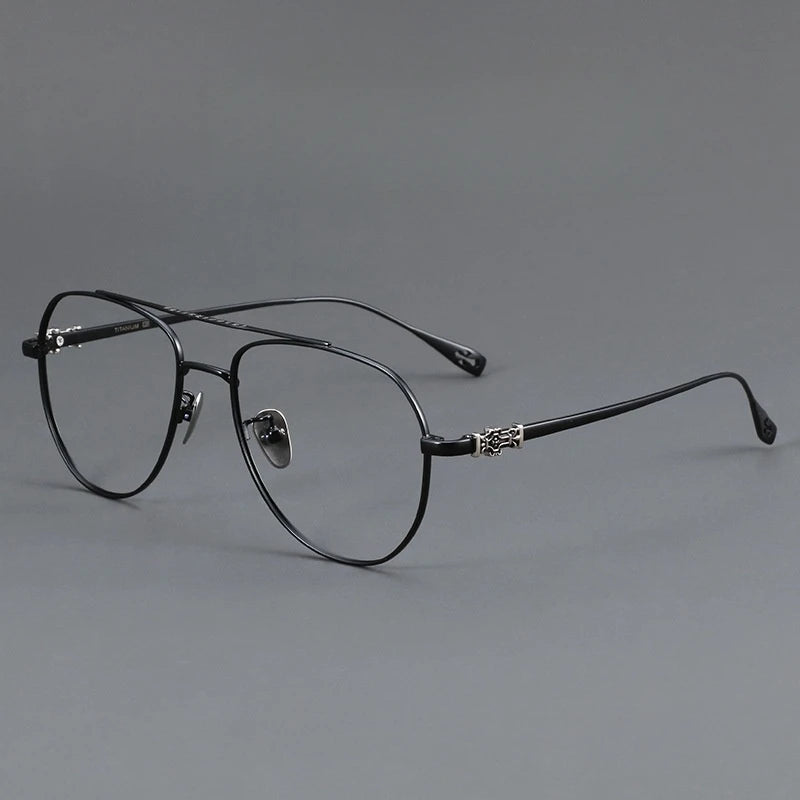 FIRADA Fashion Glasses Retro Pure Titanium Aviator Eyewear Comfortable Double Beam Prescription Eyeglasses Frame For Men 5125-C