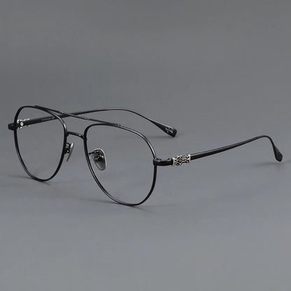 FIRADA Fashion Glasses Retro Pure Titanium Aviator Eyewear Comfortable Double Beam Prescription Eyeglasses Frame For Men 5125-C