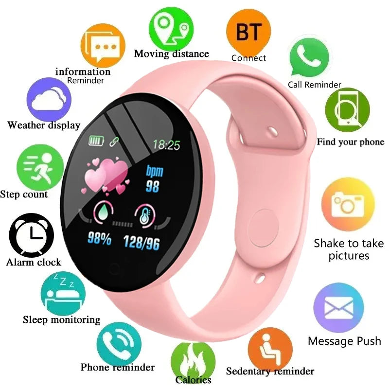 D18 Waterproof Color Round Screen Smart Bracelet Heart Rate Blood Pressure Sleep Monitor Walking Exercise Fitness Smartwatch B41