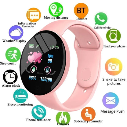 D18 Waterproof Color Round Screen Smart Bracelet Heart Rate Blood Pressure Sleep Monitor Walking Exercise Fitness Smartwatch B41