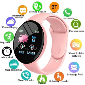 D18 Waterproof Color Round Screen Smart Bracelet Heart Rate Blood Pressure Sleep Monitor Walking Exercise Fitness Smartwatch B41