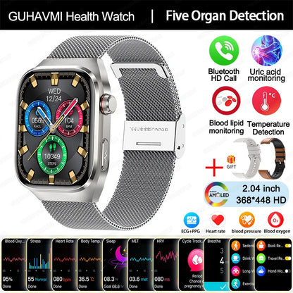 New Micro Physical Examination Five Organ Health Smartwatch Blood Pressure Uric Acid Body Fat Watches Bluetooth Call Smart Watch