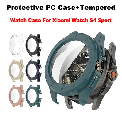 Tempered Glass + PC Case For Xiaomi Watch S4 Sport Full Screen Protector Bumper Cover Xiaomi Watch S4 Sport Smart Accessories