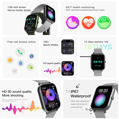 2025 New For Women Bluetooth Call Smart Watch Women Men Heart Rate Blood Oxygen Voice Assistant 100+Sports Ladies Smartwatch