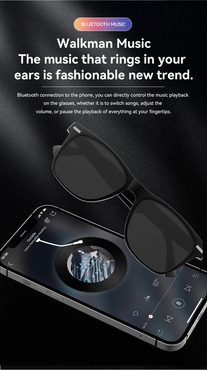 Smart Glasses Bluetooth Call Music Remote Camera Shoot Stereo Mic Men Touch Sunglasses AI Voice Assistant For Android IOS Phone