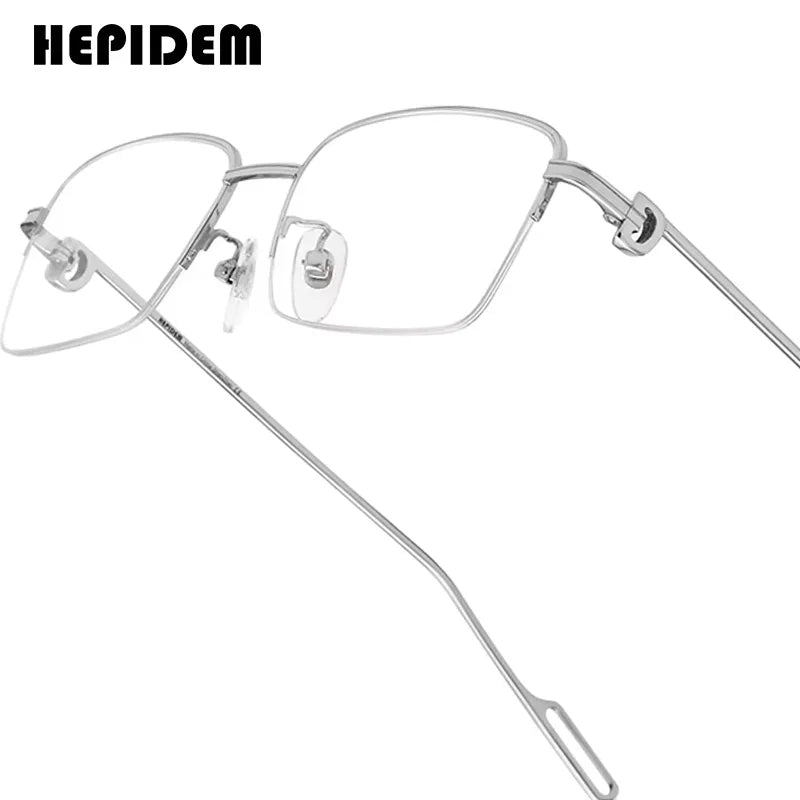 HEPIDEM Alloy Glasses Frame Men Luxury Famous Brand Design Retro Vintage Square Eyeglasses Rimless Spectacles Frameless Eyewear