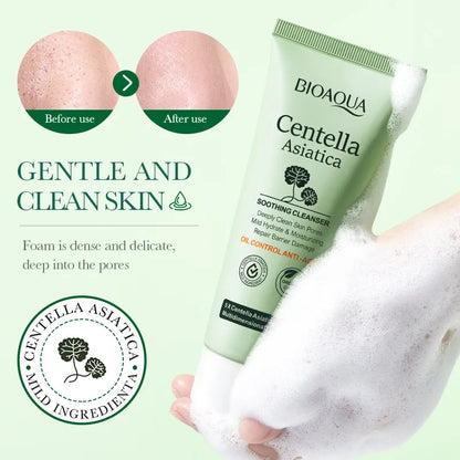 1/2pcs BIOAQUA Centella Asiatica Facial Cleanser Moisturizing Oil Control Cleansing Face Wash Foam Facial Cleanser Skin Care