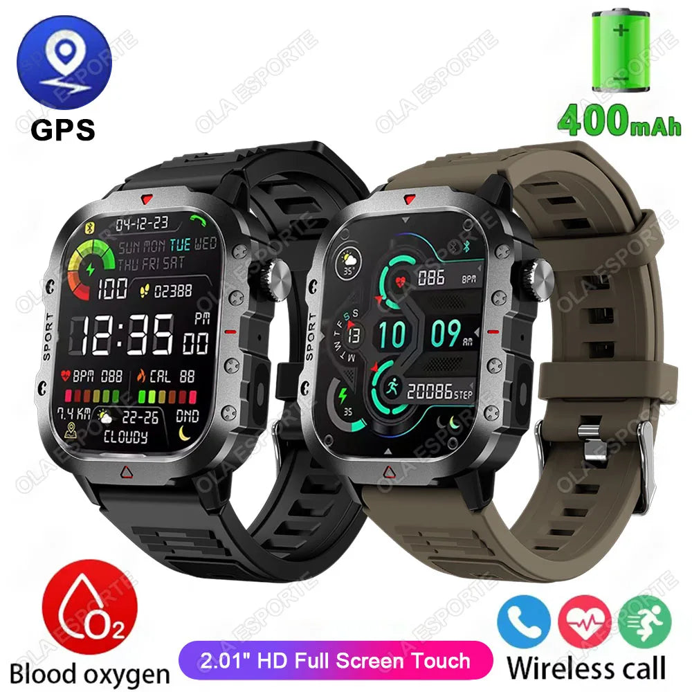 New Military GPS Smart Watch Men Flashlight Waterproof Outdoor Sport Tracker Bluetooth Call Smartwatch Man Women For Android IOS