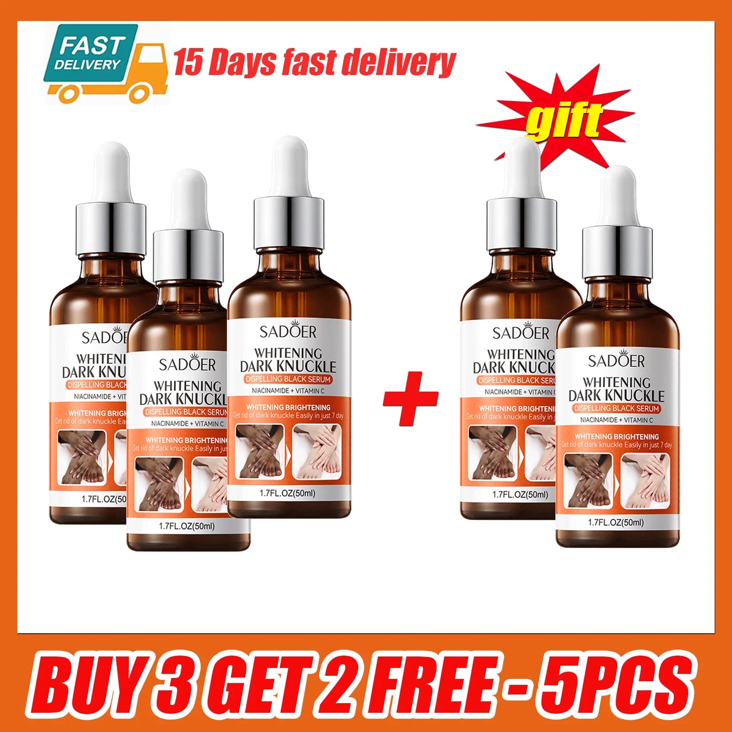 Dark Knuckles Fast Brighten Serum Elbows Hand Knuckle Brightening Serum Knee Black Skin Quickly Lighten Stains Remover Essence