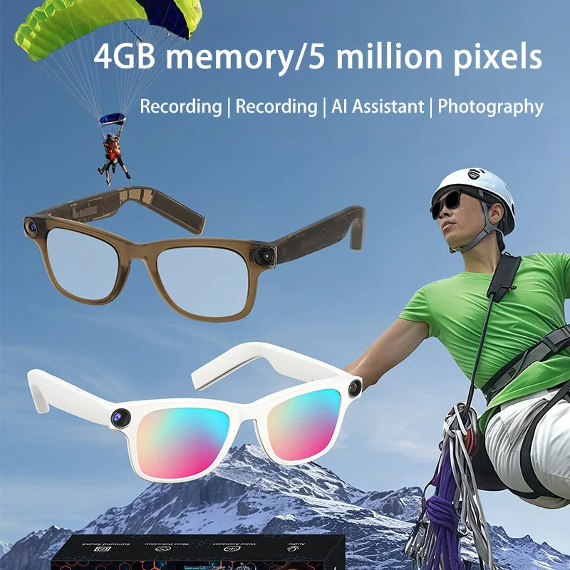 Smart Glasses with 500W Pixel Camera Photography Bluetooth Calling Music Playback Voice Control Head Mounted Sunglasses