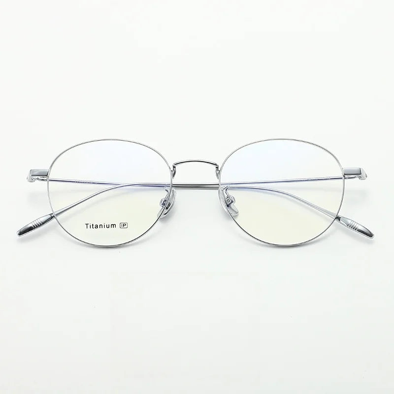 MOMOJA Round Retro Glasses Fashion Ultra Light Pure Titanium Spectacle  Frame New Men's and Women's Prescription Glasses TI0032